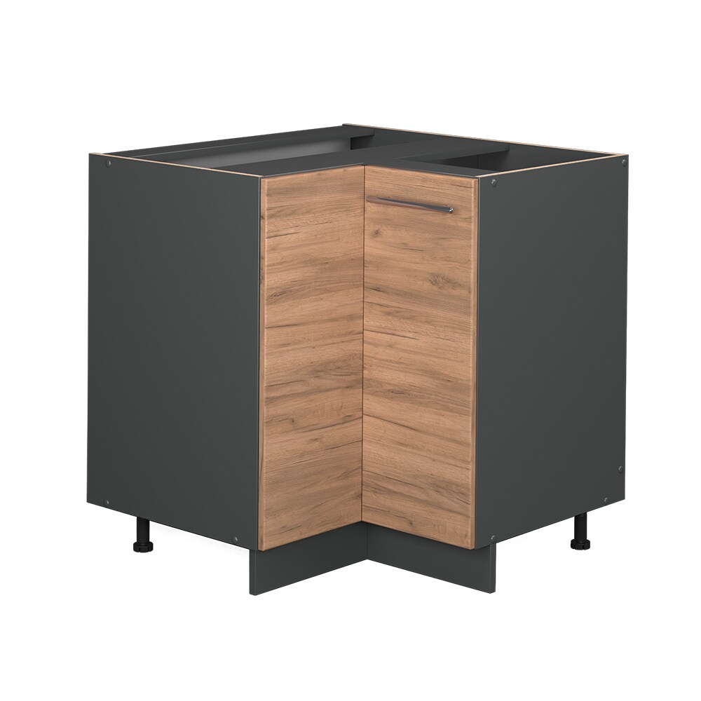 Vicco Eckunterschrank Küchenschrank Küchenmöbel Fame-Line Anthrazit Eiche modern 87 cm Küche Eckküche Einbauküche Doppel-Drehtür Einlegeboden Blende Küchenzeile