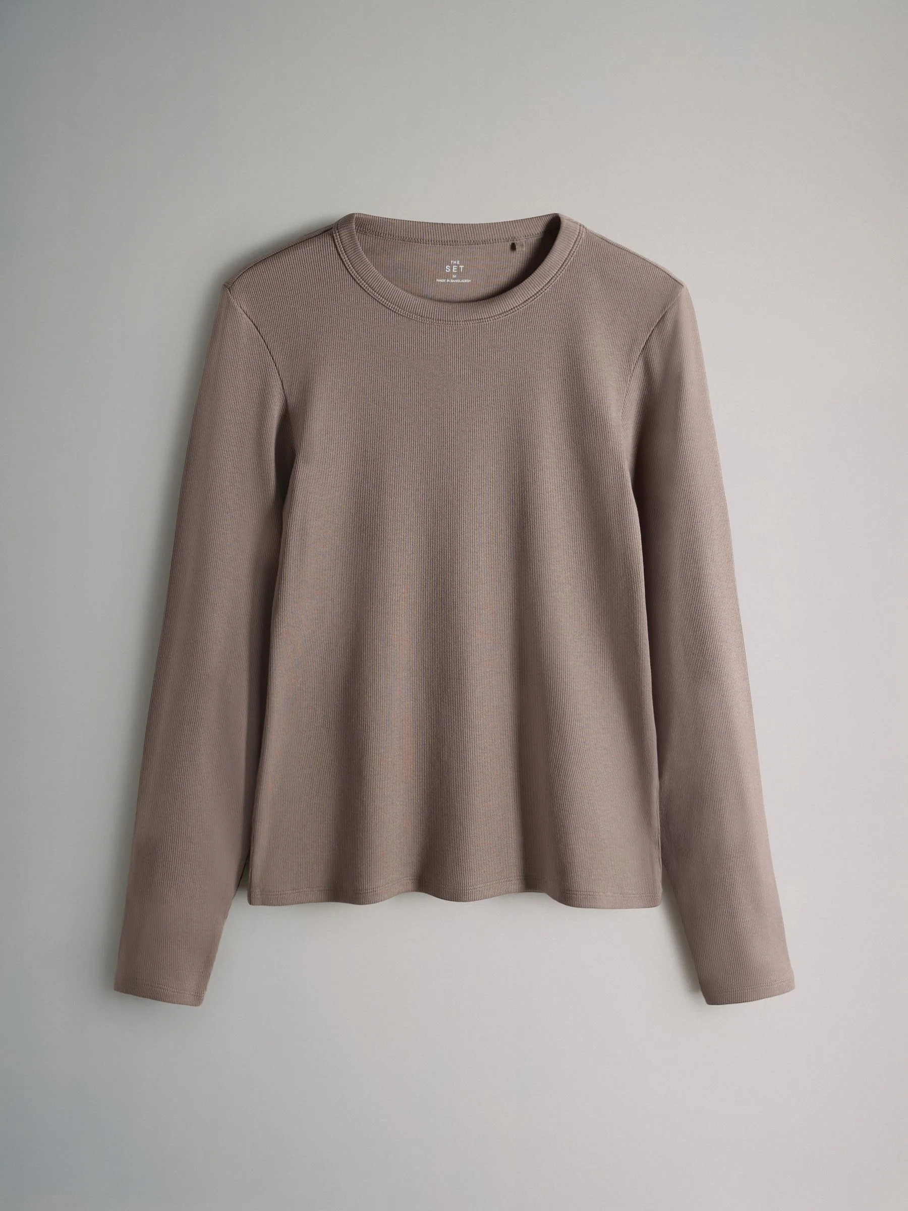 Black/Animal/Chocolate Brown/Taupe Brown - The Set van 4 geribde T-shirts met lange mouwen