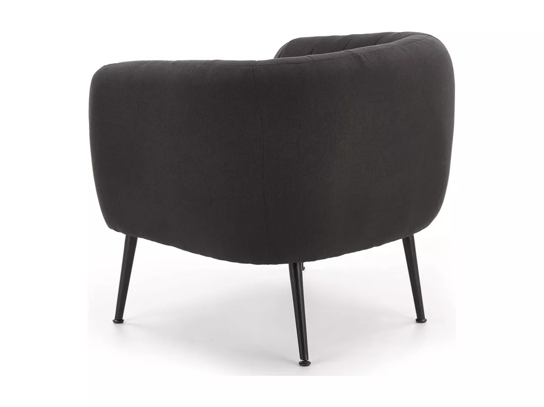 Fauteuil rembourré en tissu gris foncé avec pieds en acier noir Dreamin