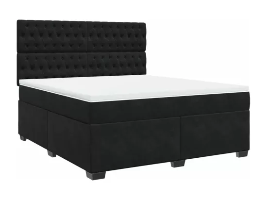Sommier à lattes de lit avec matelas Noir 180x200 cm Velours
