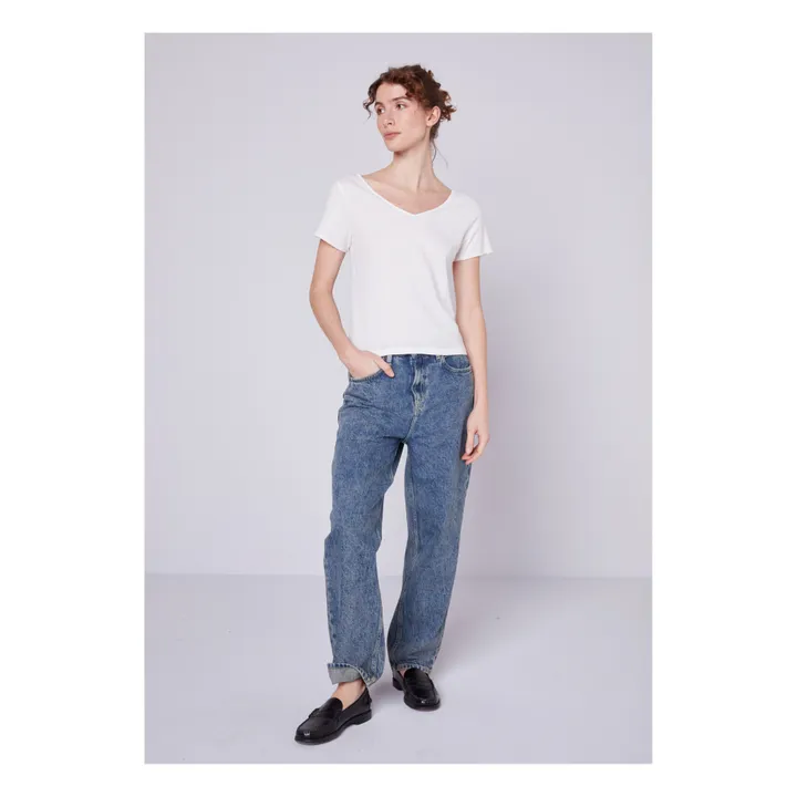 American Vintage T-shirt Col V Aksun | Blanc