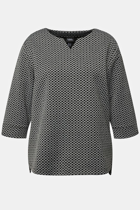Sweatshirt, Jacquardmuster, Tunika-Ausschnitt, 3/4-Arm