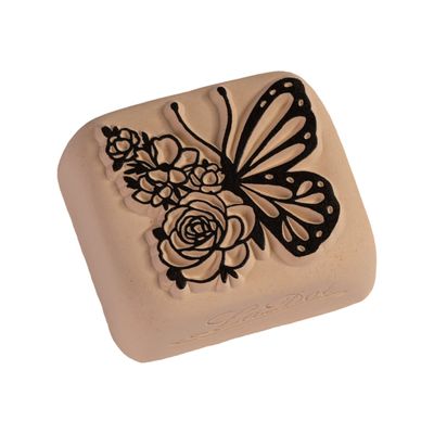 LaDot - Pierre pour tatouage éphémère - en céramique - taille L (4 x 5 cm) - rose et papillon