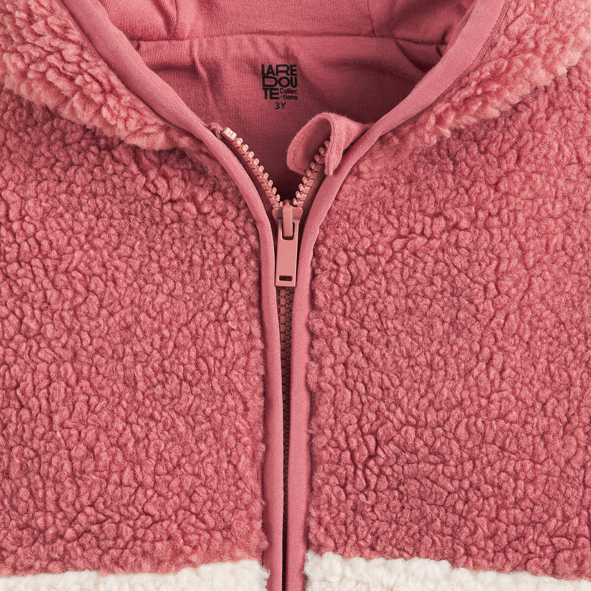 COLEÇÕES LA REDOUTE<br>Cardigã com capuz e zíper frontal, em sherpa com forro em malha
