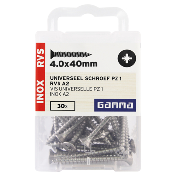 GAMMA schroef universeel platkop RVS 4.0x40 mm 30 stuks