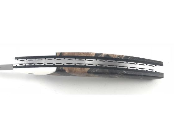 Le Thiers - mitre phacochère - intercalaire ébène - Erable stabilisé Couteau Le Thiers par Locau