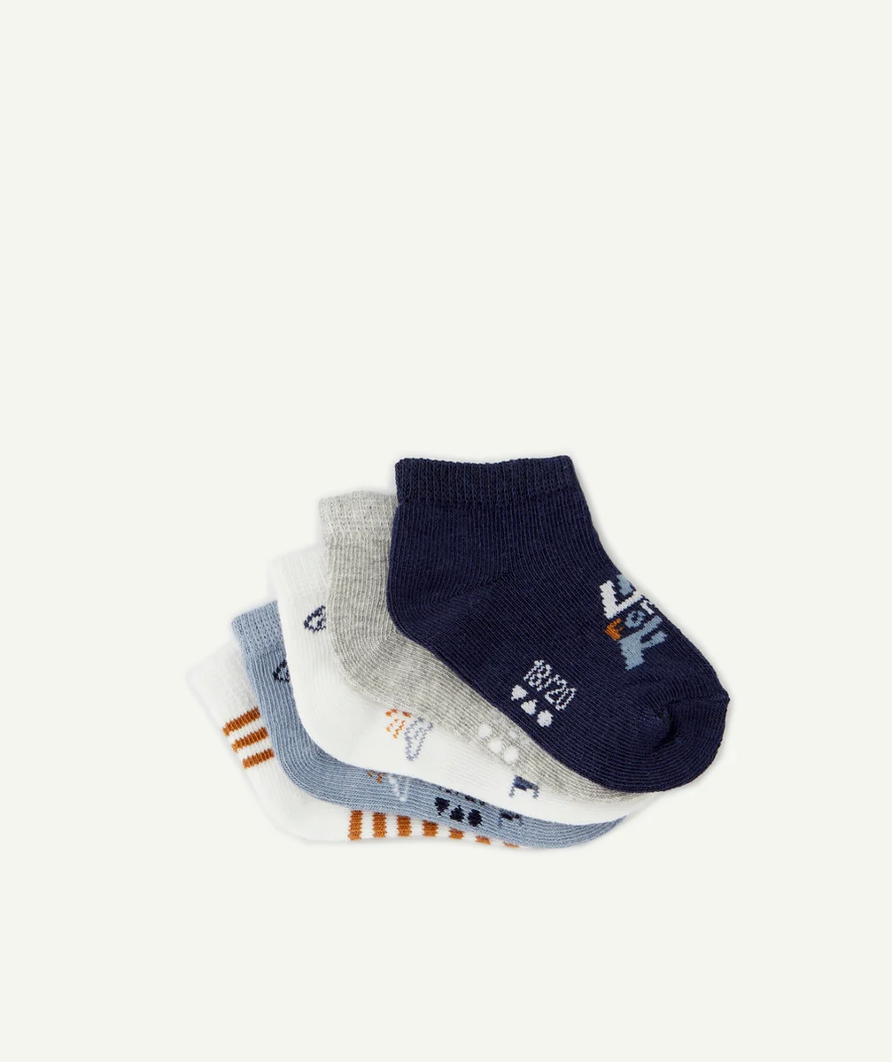 LOT DE 5 SOCQUETTES BÉBÉ GARÇON THÈME NUAGES ET AVIONS