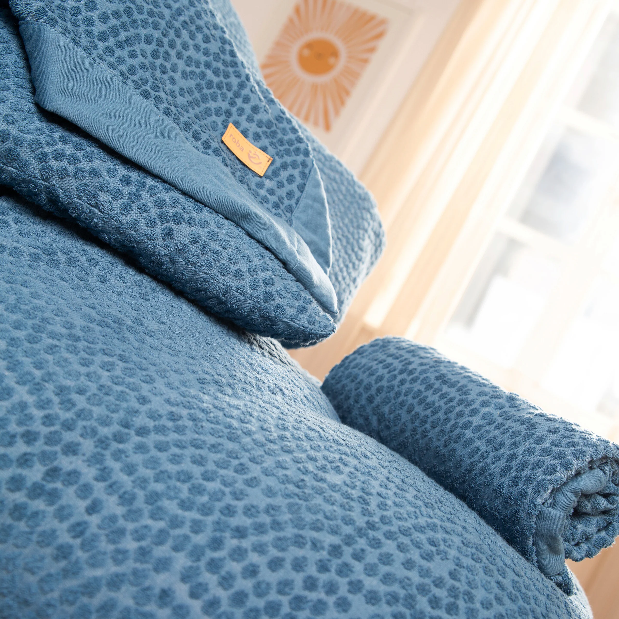 roba Baby-Einschlagdecke 'Seashells' indigo