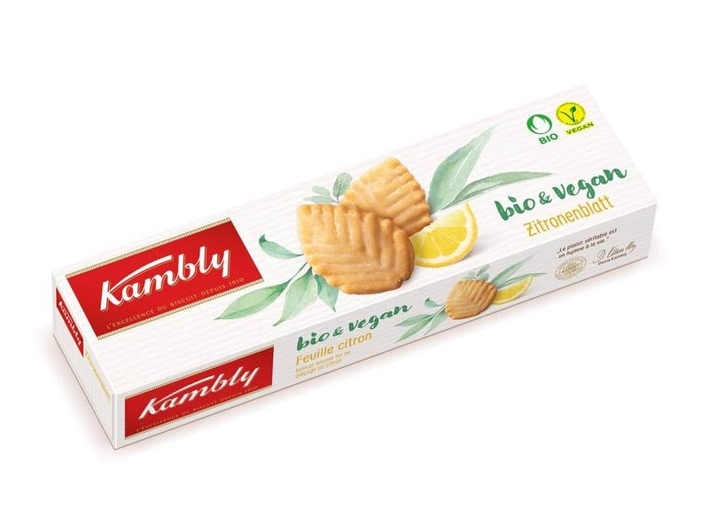 Kambly Guetzli bio&vegan Zitronenblatt 110 g Feingebäck mit Zitronenglasur