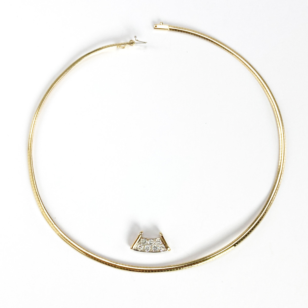 Collier cable d'occasion or 750 jaune diamants 43 cm