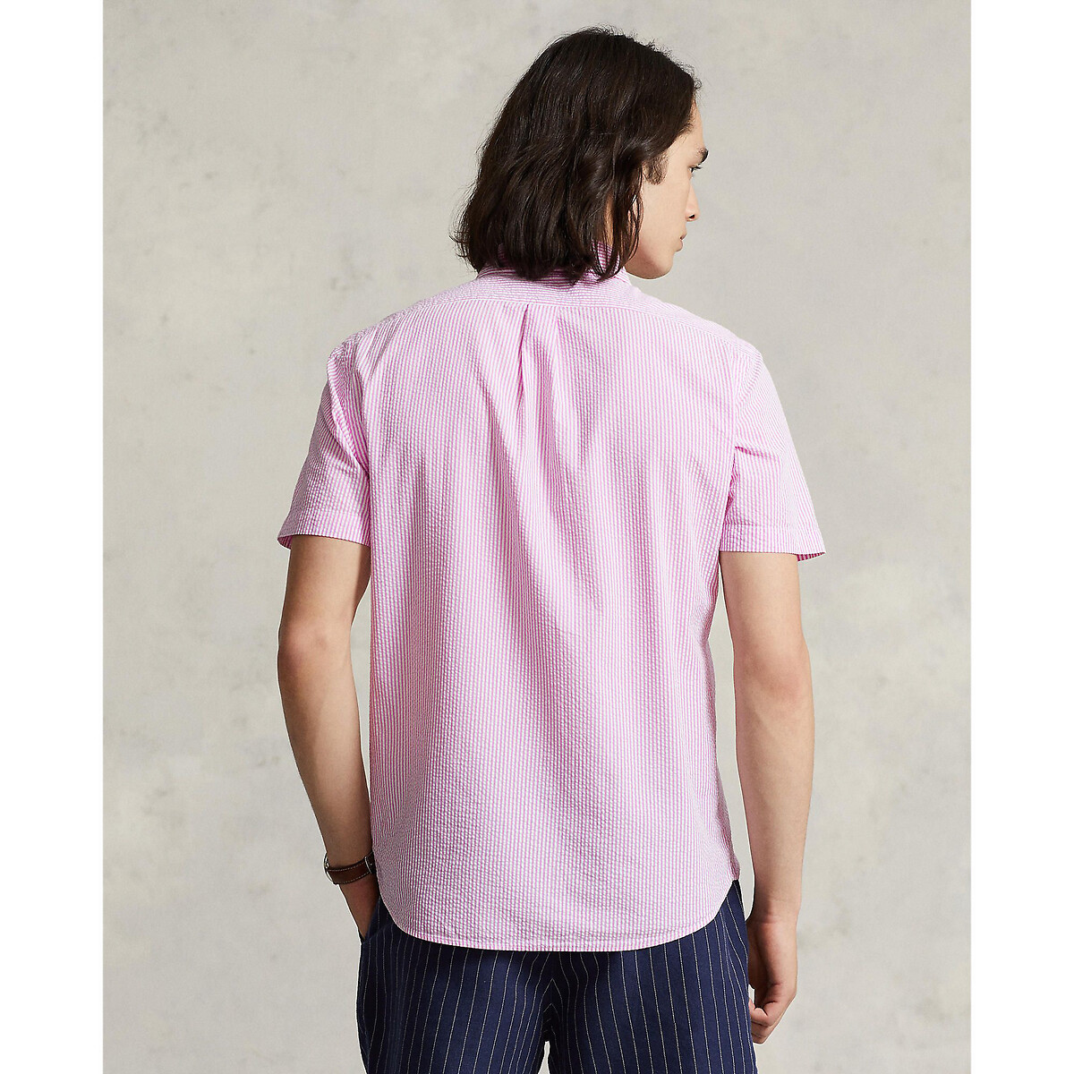 Camisa POLO RALPH LAUREN em tecido seersucker com logotipo bordado