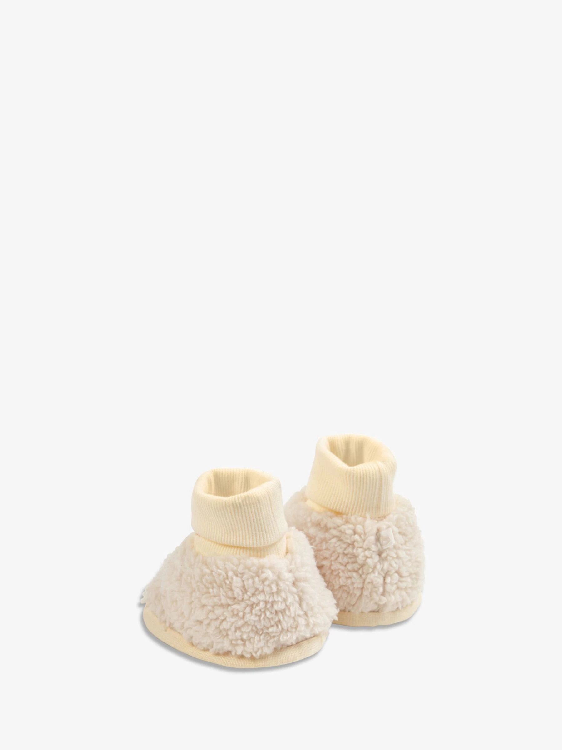 Crème - The Little Tailor - Sherpa-fleece babylaarsjes met donzige voering