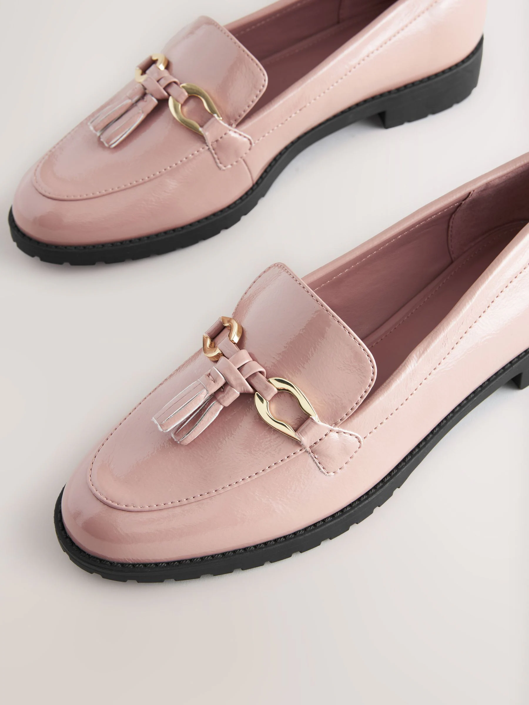 Roze - Patent kwastje hardware detail Instappers