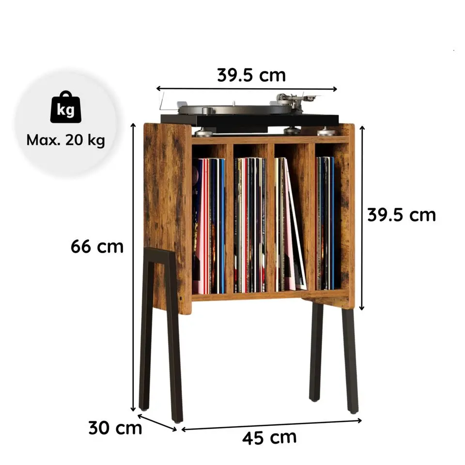 LP Opbergsysteem - Platenrek - LP Houder - Vinyl Houder - MDF - Bruin Vintage