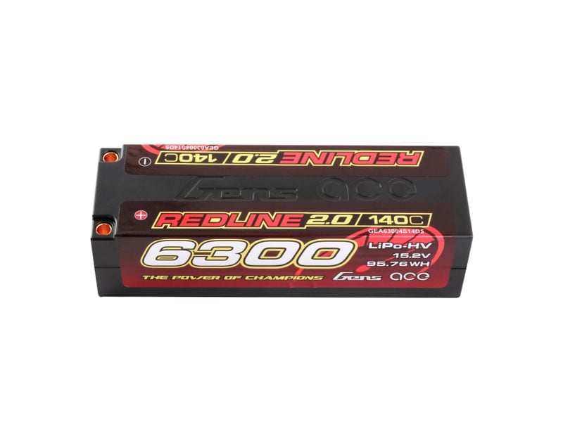 Gens ace RC-Akku LiHV 6300 mAh 15.2 V 140C Redline 2.0 4S LiPo HV Hardcase Akku mit 5 mm Bullet Goldstecker
