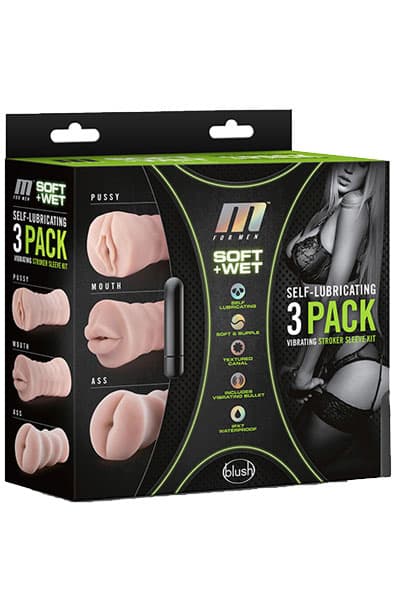 3-pack Vibrating Stroker Kit Onani-pakke