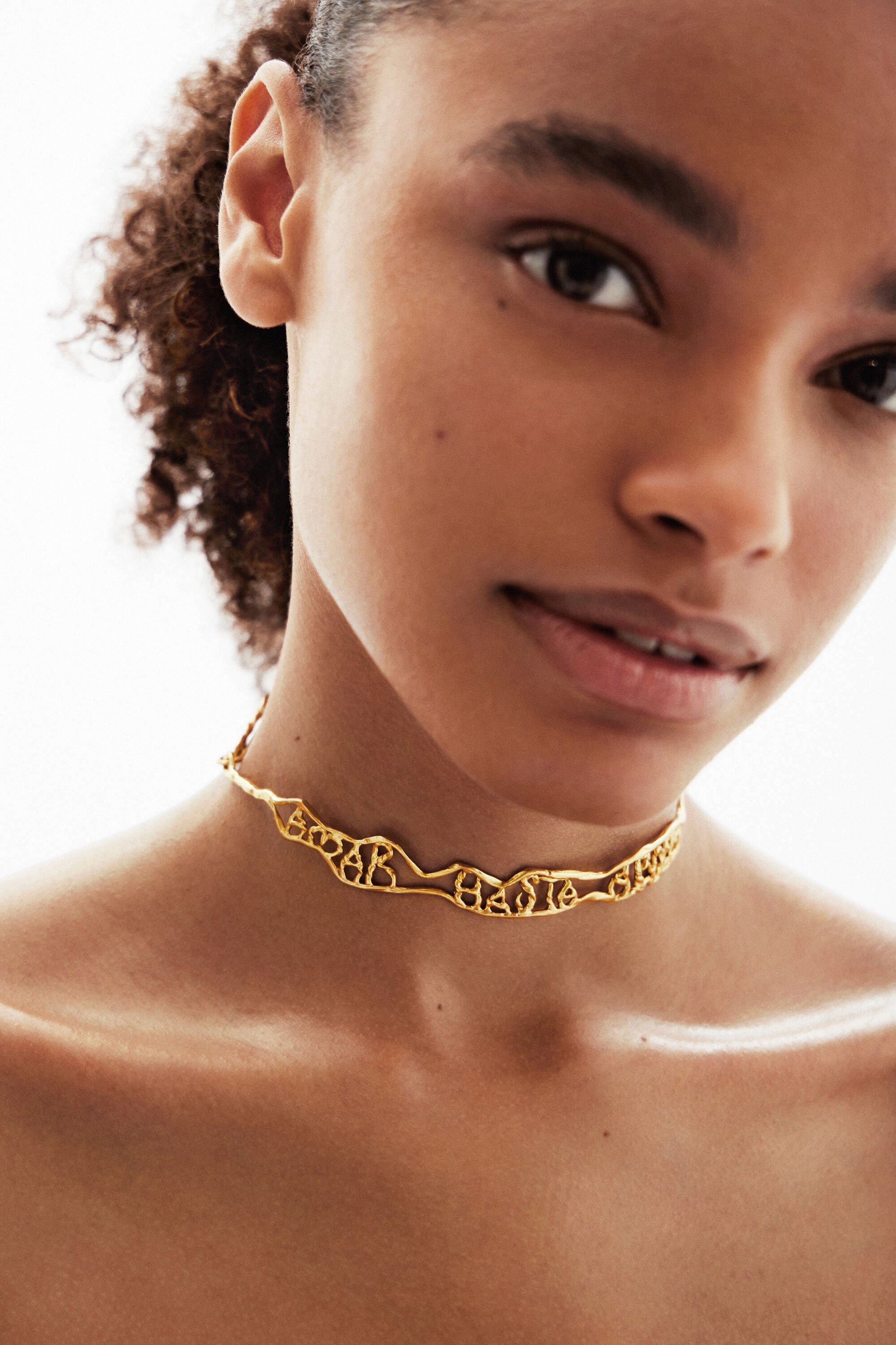 Choker fin message plaqué or Zalio