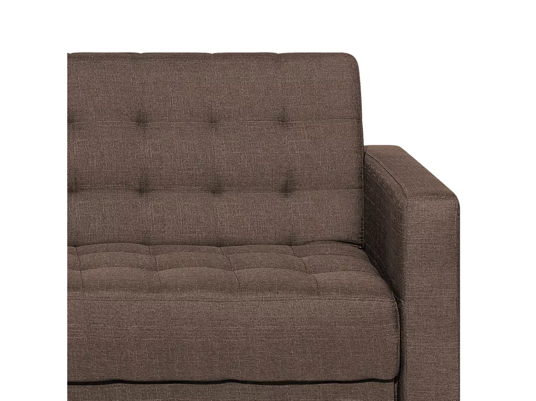 Canapé angle gauche convertible en tissu marron foncé 4 places avec pouf ABERDEEN