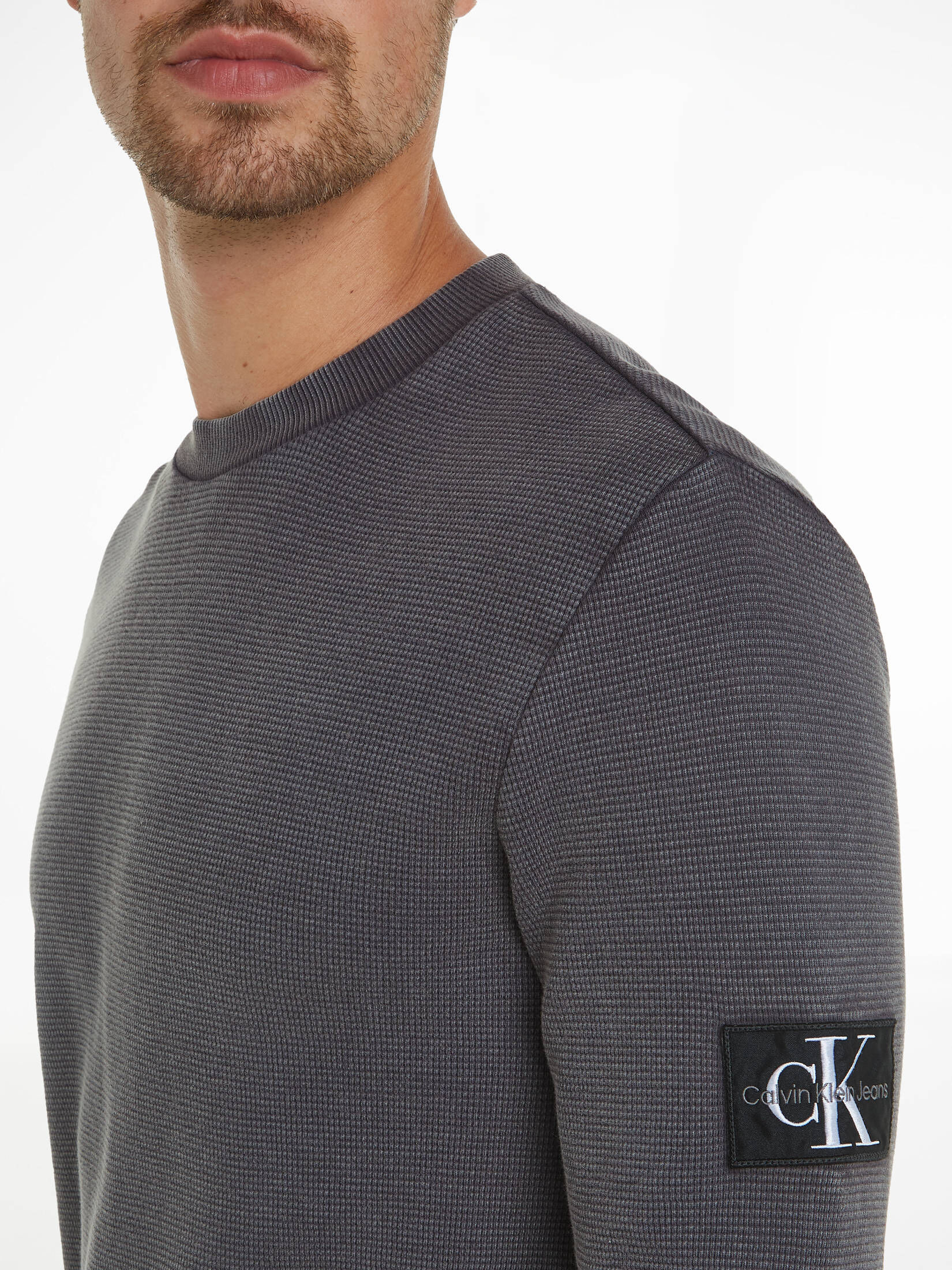 CALVIN KLEIN JEANS| Herren Langarmshirt WASHED BADGE WAFFLE LS TEE