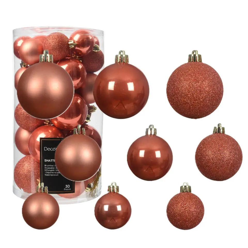 Decoris kerstballen - 30x st - 4, 5 en 6 cm - pompoen oranje