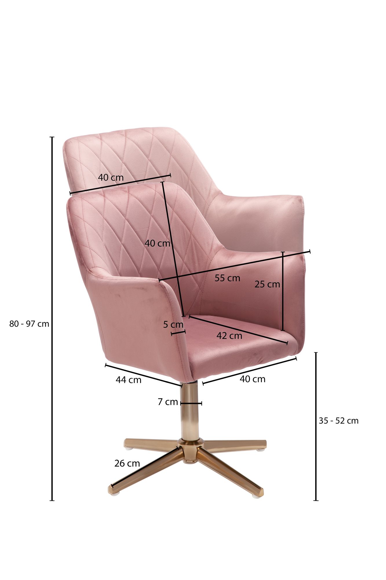 KADIMA DESIGN Sessel-Drehstuhl TANARO: Samtbezug, Eisenuntergestell, Armlehnen, 360° drehbar, Polyesterstoff.