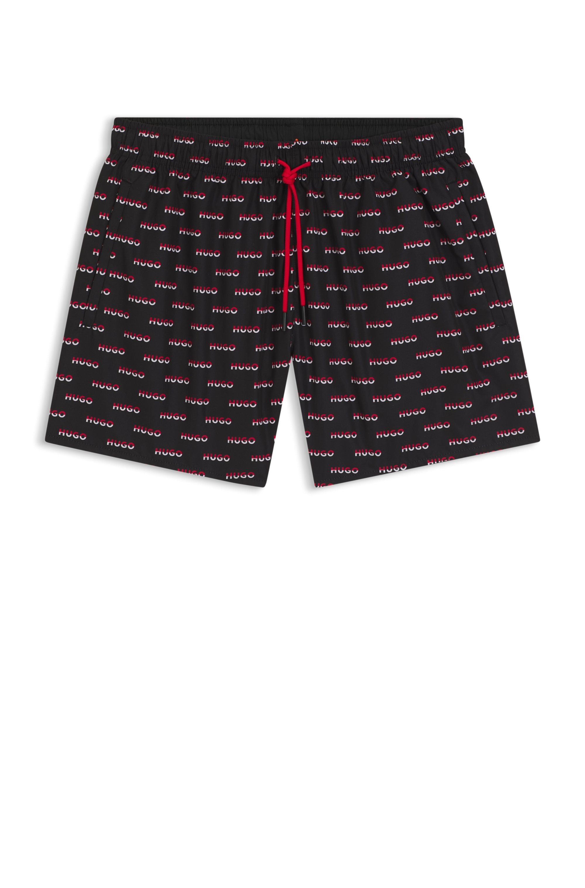 HUGO Underwear Badehose , durchgehender Split-Logo-Print, Verstellbarer Tunnelzug am Bund