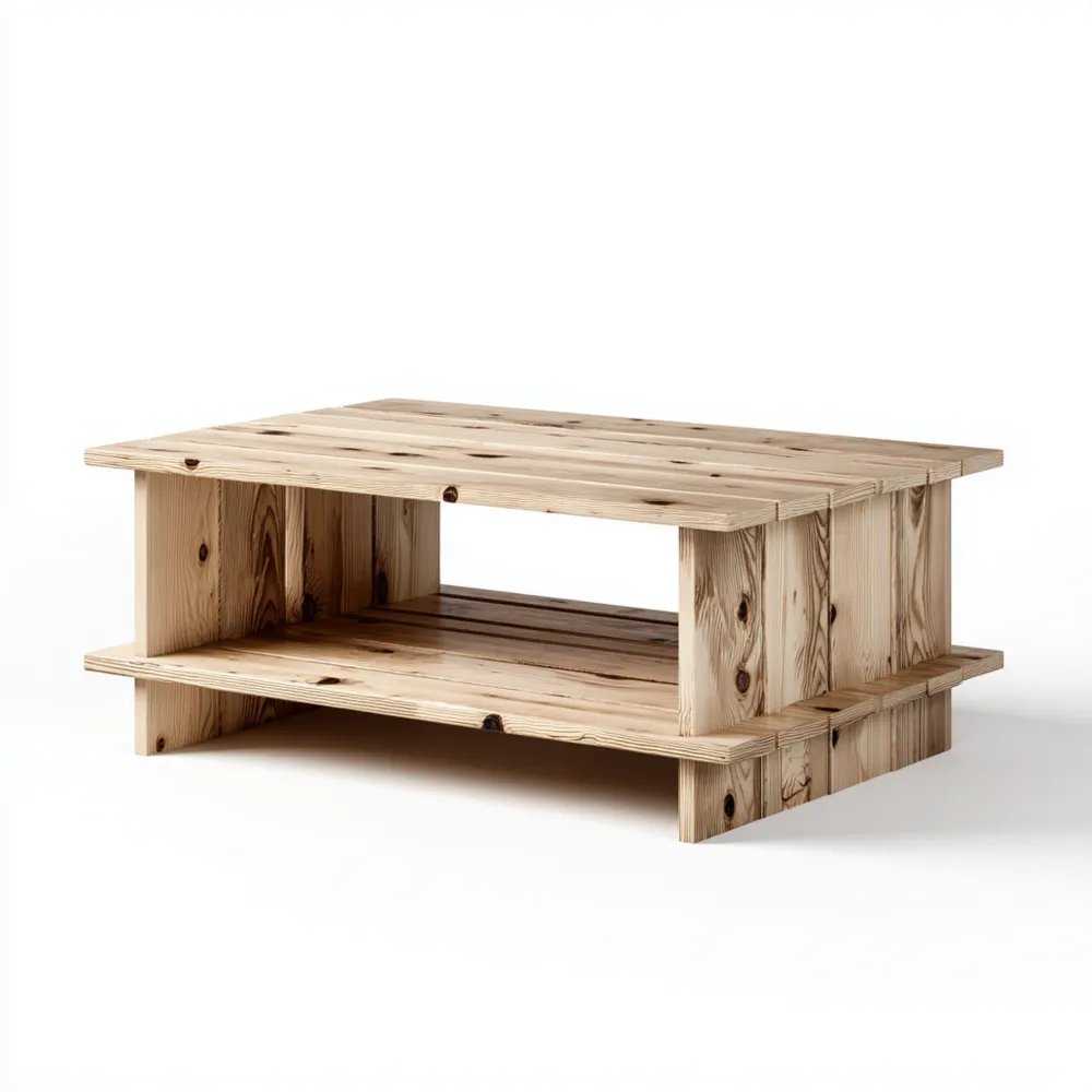 Couchtisch Massivholz 100x50x40 cm – Natur – Rustikales Design