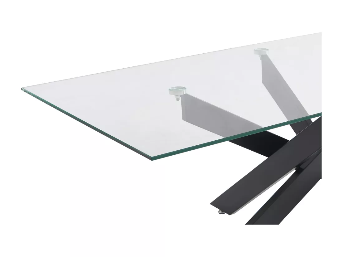 Table basse en verre trempé et métal noir - Transparent - COSIMA