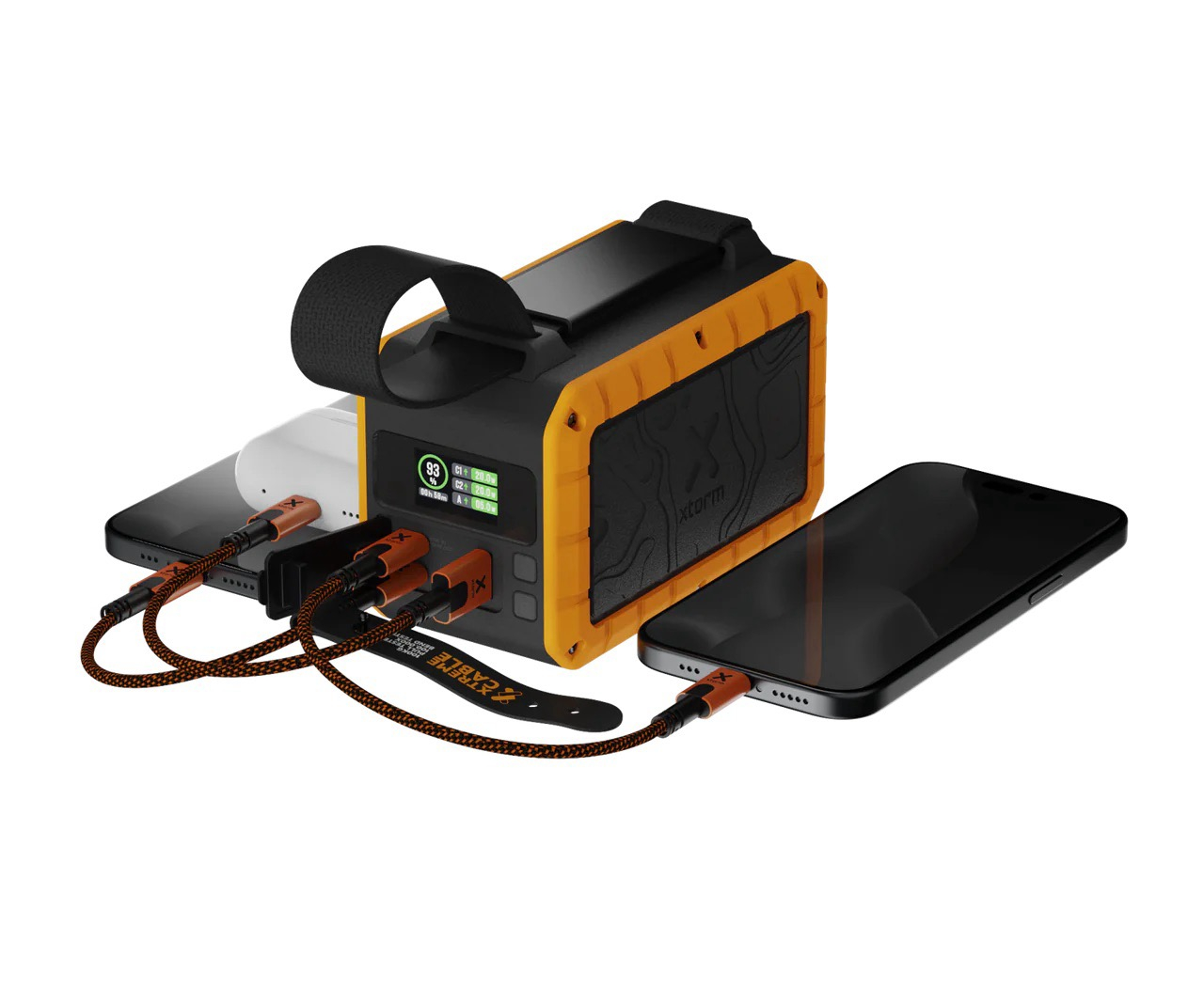 (100W) Xtreme Series Rugged 40000mAh Powerbank Dual USB C / USB A Ladegerät PD QC 3.0 mit LED Taschenlampe (XR204) - Schwarz / Orange