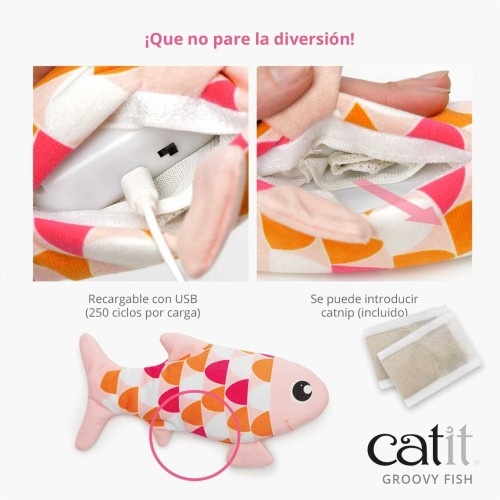 Brinquedo interativo Groovy Fish para gatos, rosa