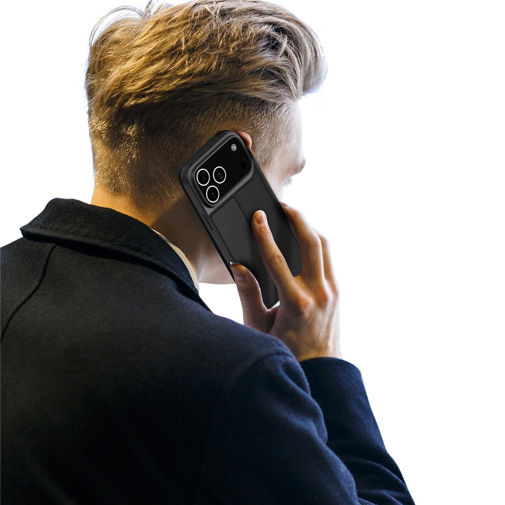 iPhone 17 Pro Max Flip Wallet Cover Leder Tasche - Schwarz