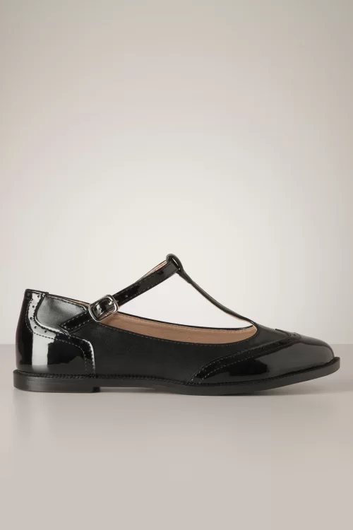 Banned Retro Dominique platte brogues in zwart