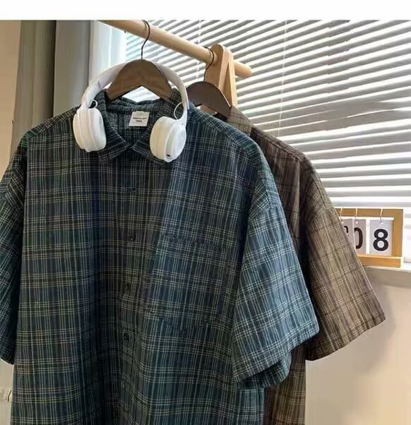 deersweeti - Geruit overhemd met elleboogmouwen en zakdetail
