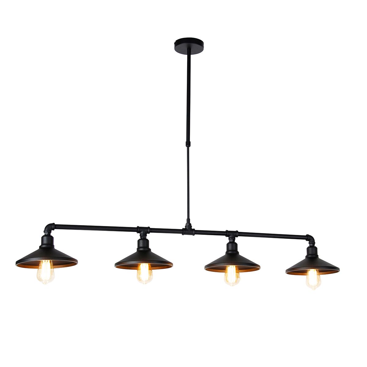 Industriële hanglamp zwart 4-lichts - Laser