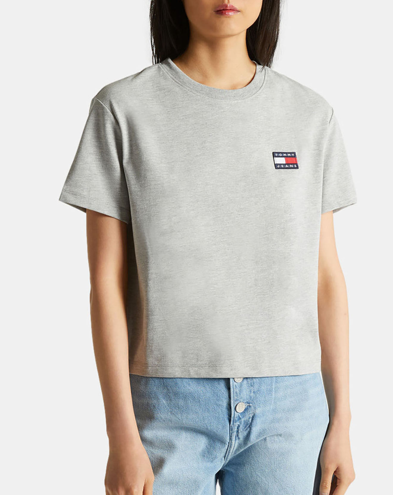 Tommy Jeans T-Shirt badge gris chiné