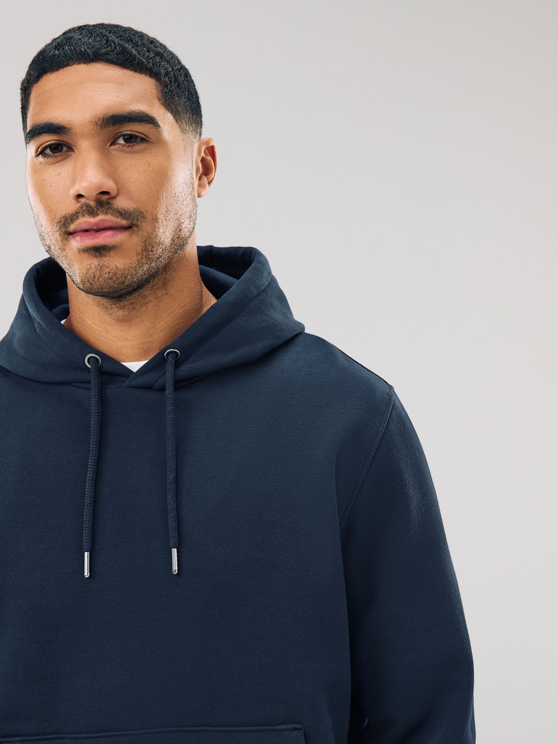 Donkerblauw - Normale Pasvorm - Zwaargewicht Cotton Rich Jersey Hoodie