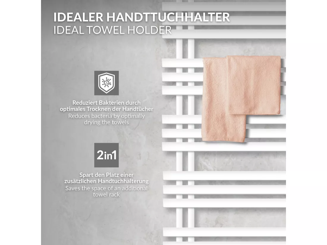 Iron EM Design Radiateur Sèche-Serviettes, 500 x 1400 mm, Blanc, Radiateur Salle de Bain