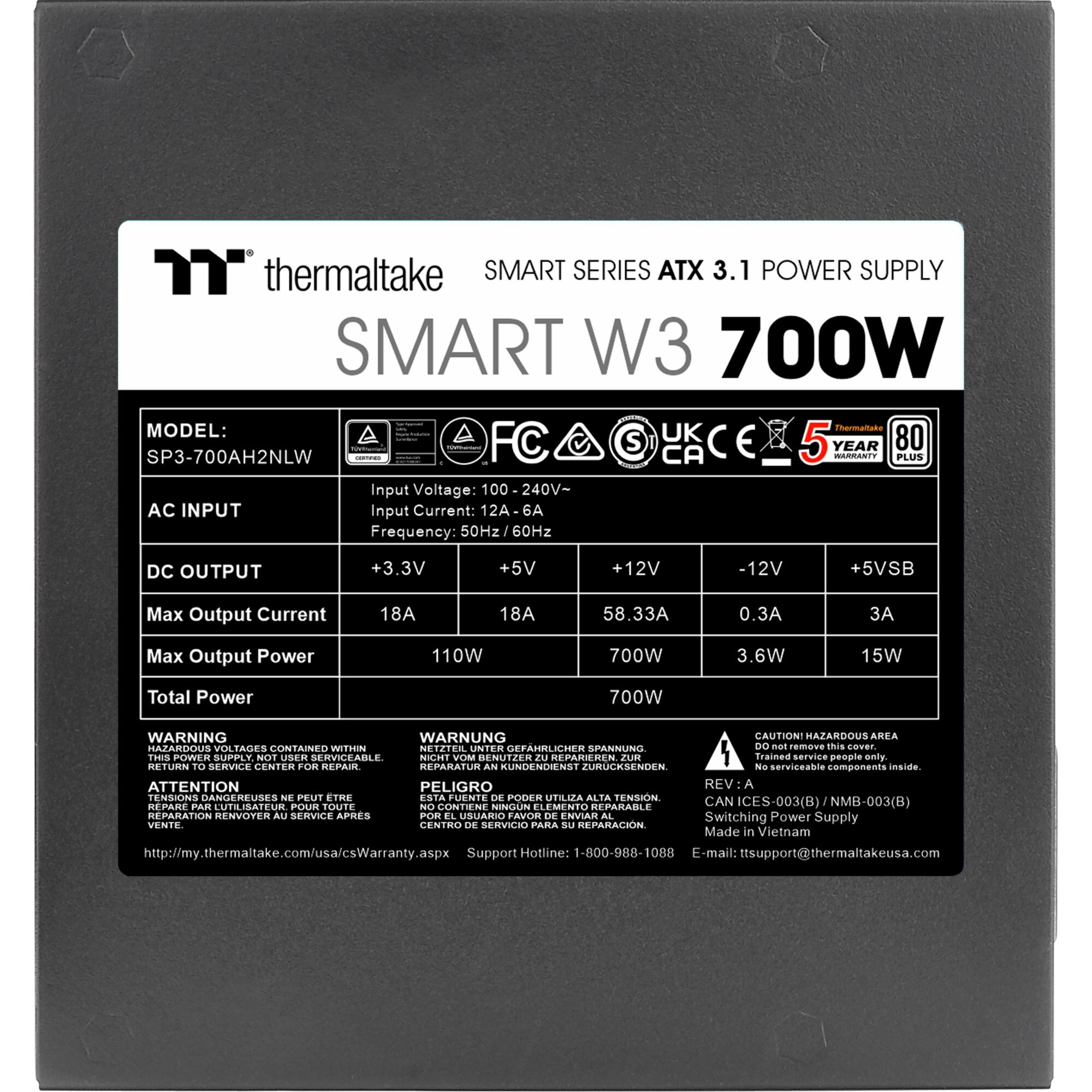 Thermaltake PC-Netzteil Smart W3 700W