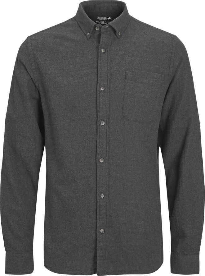 Jack & Jones JJECLASSIC MELANGE SHIRT LS SN Dark grey melange