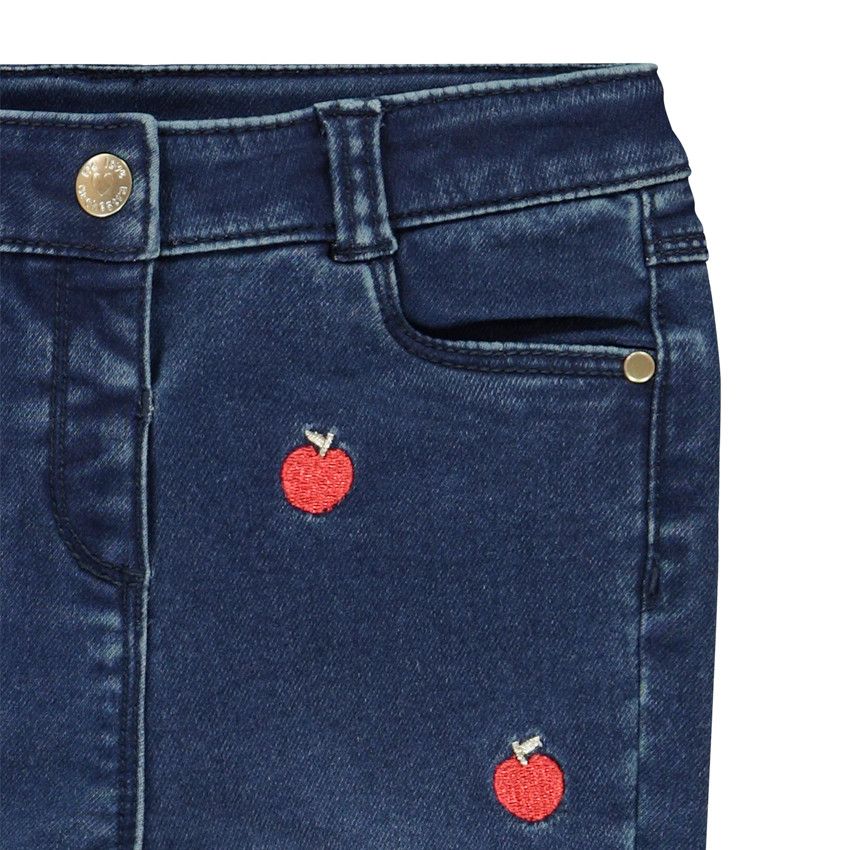 Jeans avec broderie pomme pour bébé fille - Bleu moyen