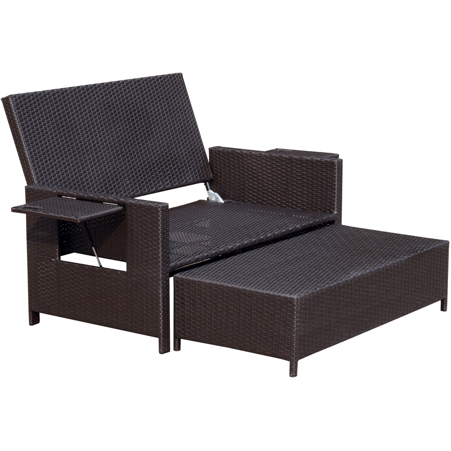 Outsunny Polyrattan Lounge-Sofa mit Kissen dunkelbraun