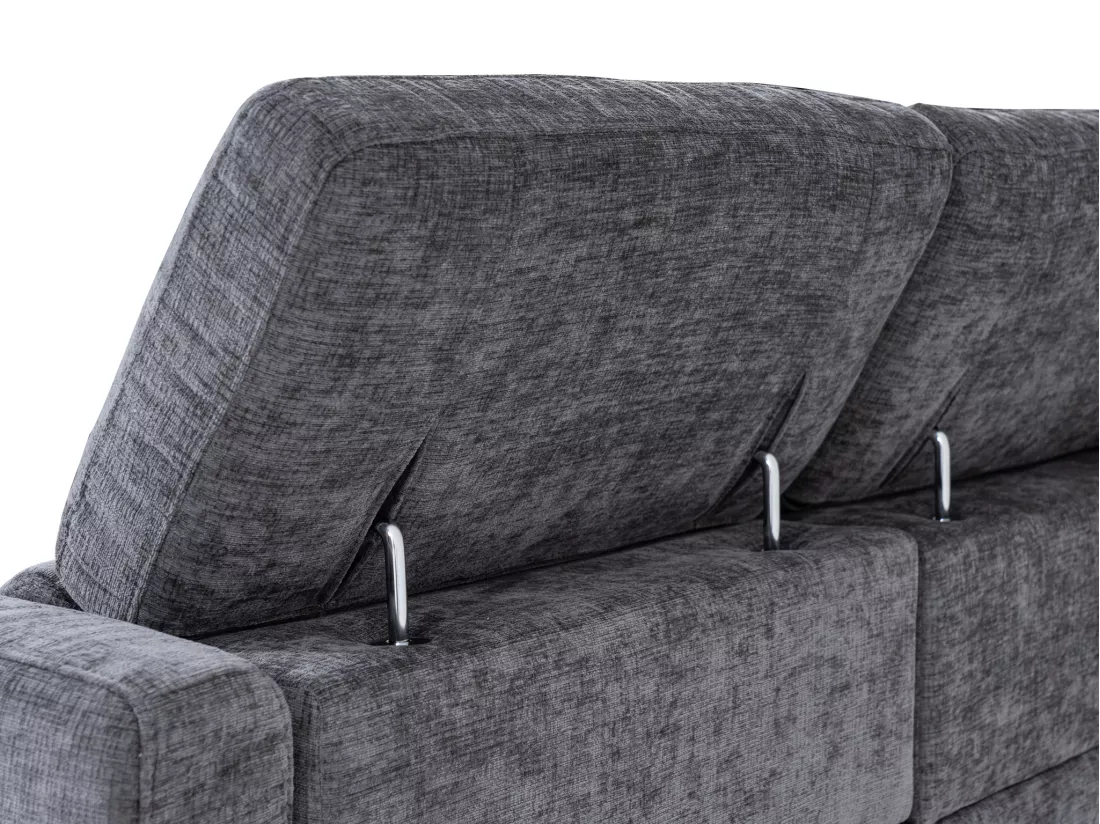 Canapé d'angle gauche relax électrique en tissu gris anthracite FUSETA