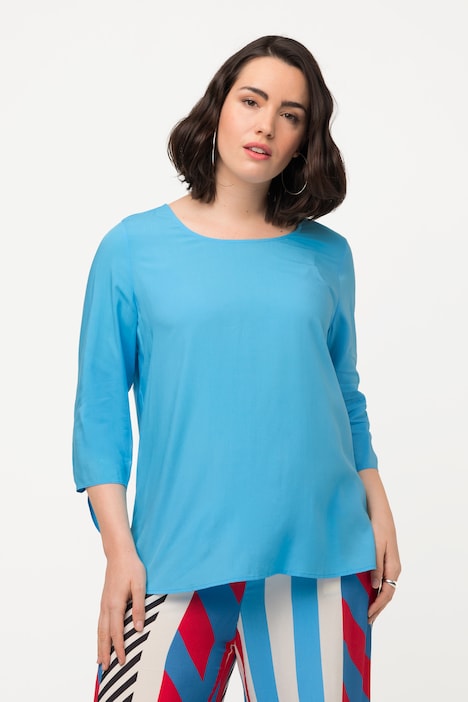 Bluse, Oversized, Saumschleife, Rundhals, 3/4-Arm