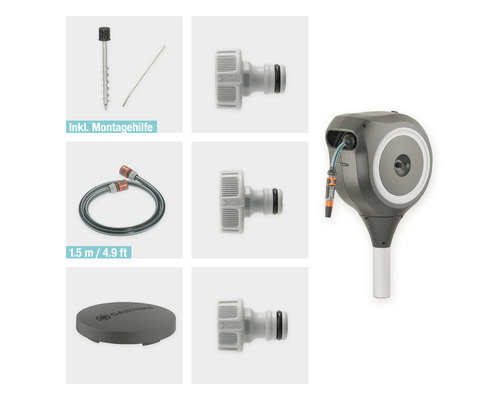 GARDENA RollUp M tuinslangbox inclusief 20 m slang, 360° draaibaar en RollControl-technologie