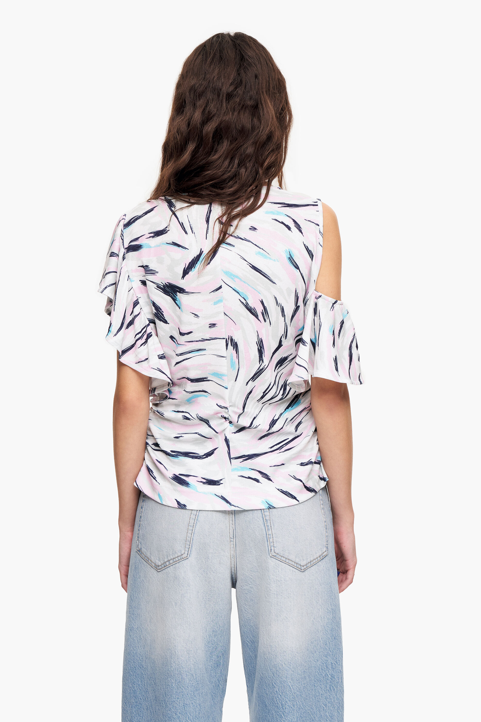 Camiseta com estampa de asa de borboleta branca