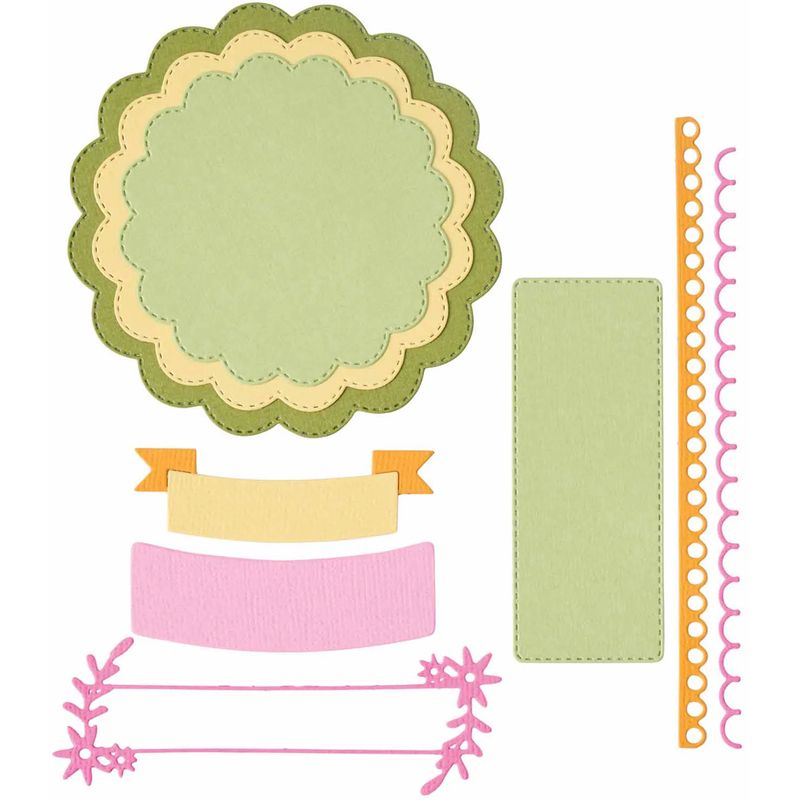 SIZZIX Stanzformen Thinlits Scalloped Circles, Borders & Banners, 10 Stück