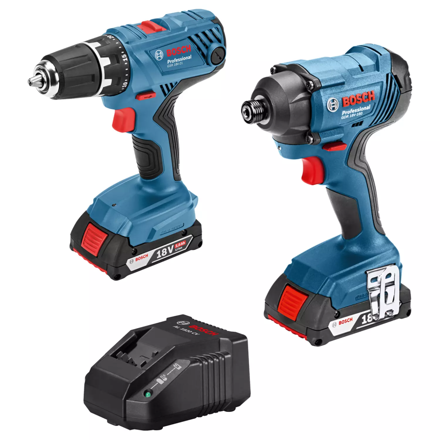 Bosch 06019G5101 18V Li-Ion accu boor-/schroefmachine (GSR 18V-21) & Slagschroevendraaier (GDR 18V-160) combiset (2x 2,0Ah accu) in L-boxx
