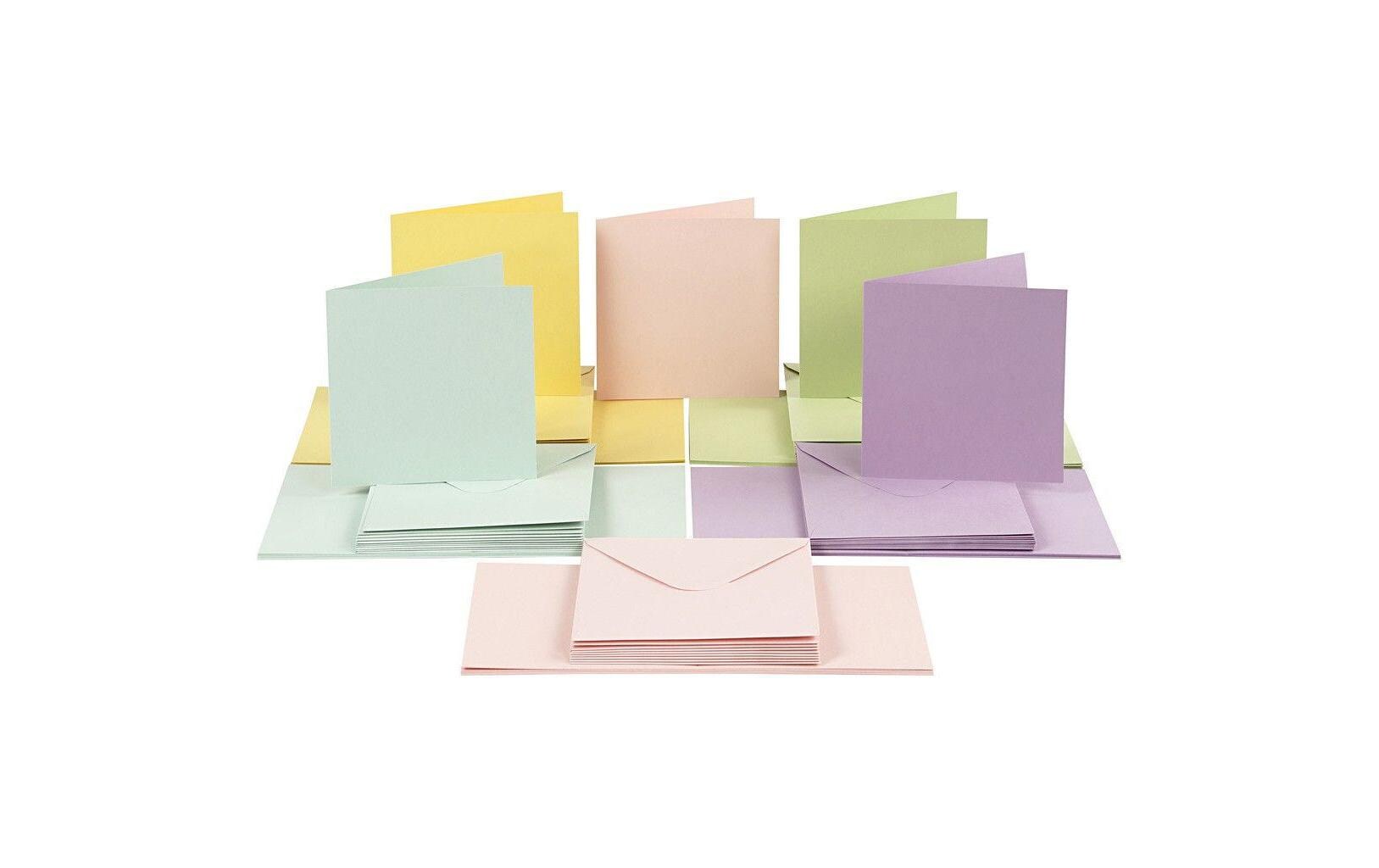 Blankokarte 15 x 15 cm 50 Sets, PastellKarten Uni Quadratisch mit Couvert