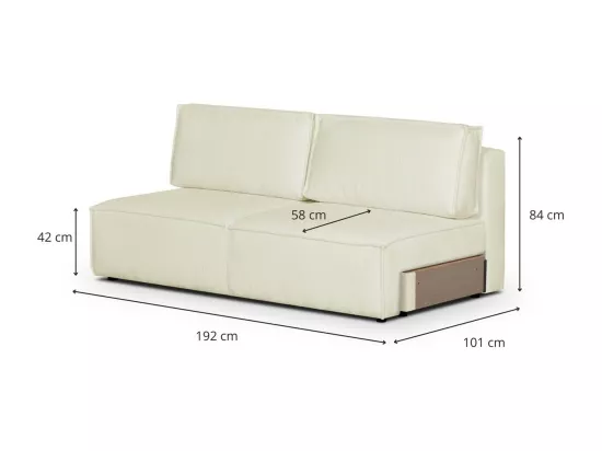 Module canapé convertible 2 places avec coffre de rangement en tissu bouclé écru - Harper Mod