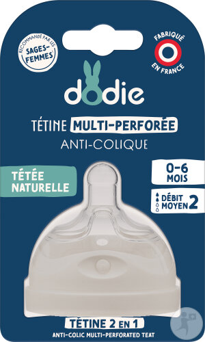 Dodie Tétine Multi-Perforée Anti-Colique Débit 2 Bébés 0-6 Mois 1 Pièce